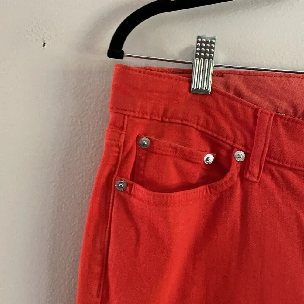 Lauren Ralph Lauren Women 10 Orange Denim Stretch Premier Skinny Ankle Jeans